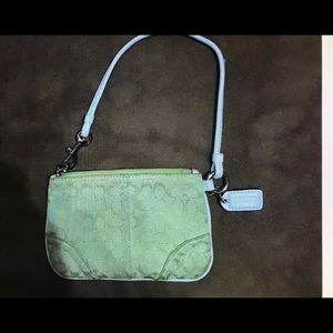 Coach mint lime Wristlet wallet/handbag